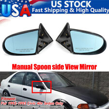 2pc For 1992-1995 Eg 4dr Honda Civic Spoon Side Door Manual Mirrors Carbon Fiber