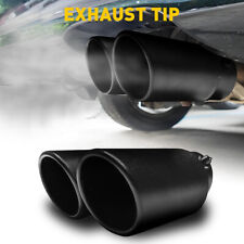 Black Dual Outlet Exhaust Tip Tail Muffler Tip For 1.4-2.5 Stainless Steel Kit