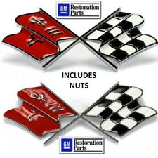 1969-1972 Corvette Fuel Gas Door Nose Emblem Cross Flags Badges Set C3