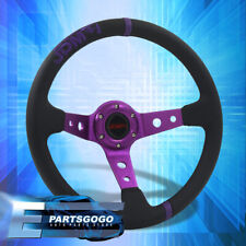 Jdm Sport Universal 350mm 6 Bolts Deep Dish Black 3 Purple Stripe Steering Wheel