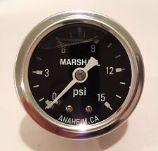 Marshall Gauge 0-15 Psi Fuel Pressure Gauge Black 1.5 Diameter Liquid Filled