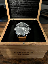 Shinola - The Canfield Sport 45mm - Black With Bourbon Leather Strap