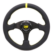 330mm 13 Omp Lychee Genuine Leather Yellow Stitch Flat Sport Steering Wheel Y