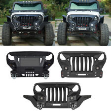 Steel Mad Max Grill Front Bumper Fit Jeep Wrangler Jk 2007-2018 Wwinch Plate