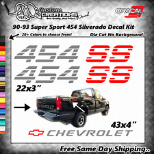 3pc For Chevrolet 454 Ss Silverado Pickup 1500 Decals Emblems 90-93 Super Sport