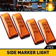 4x Amber 3led Side Marker Lights Clearance Light Waterproof For Rv Truck Trailer