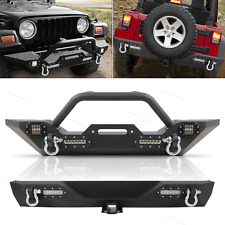 For 1987-2006 Jeep Wrangler Tj Yj All Models Front Bumper W D-rings Winch Plate