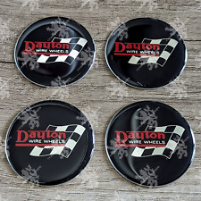 Black And Silver Chrome Dayton Wire Wheel Chips Emblem Set Of 4 Size 2.25 Inches
