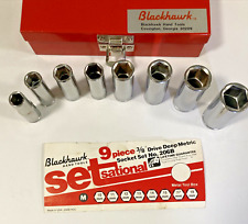 Vintage Blackhawk  Metric 38 Drive Deep Sockets In Case 10mm - 19m Clean