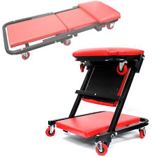 2 In 1 Creeper Fordable Seat Rolling Chair Mechanics Work Stool Garage Shop