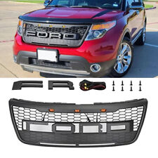 Front Grill For 2012-2015 Ford Explorer Upper Bumperr Grille Mesh W Letters Led
