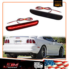 Pair Of Smoked Rear Bumper Led Side Reflectors Lights For 1994-1998 Ford Mustang