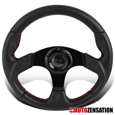 320mm Racing Steering Wheel 6 Hole Lug Bolt Black Leather Red Stitches