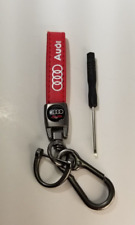 Audi Keychain Red Leather Graphite Metal Fob Ships Fast Ship Usa