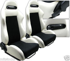 2 White Black Racing Seats Reclinable Sliders Fit For Volkswagen New 