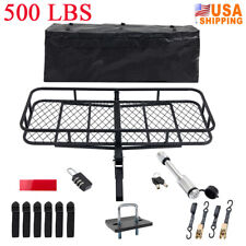 500 Lbs Foldable Hitch Cargo Carrier Mounted Basket Luggage Rack Fit 2 Receiver