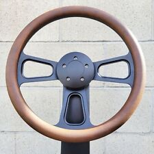 16 Inch Black Billet Semi Truck Steering Wheel Brown Vinyl Grip - 5 Hole