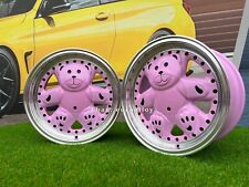 15 4x100 Ronal Urs Teddy Bear Old School Pink Wheels For Vw Honda Jdm Rims