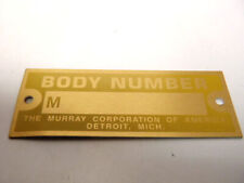 Ford Model A Murray Murrey Murry Body Number Plate 1928-1931
