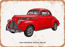 Classic Car Art - 1940 Chevrolet Special Oil Painting - Rusty Look Metal Sign