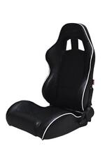 Cipher Auto Black Leatherette Wwhite Piping Universal Euro Racing Seats Pair