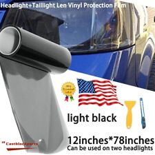 12x78 Gloss Light Black Smoke Headlight Taillight Fog Light Vinyl Tint Film
