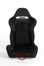 Cipher Auto Racing Seats -black Cloth W Suede Insert Grey Stitching - Pair