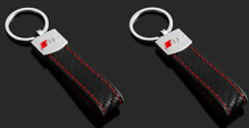 2pc In Set Audi Rs Keychain Racing Sport Emblem Leather Key Ring Strap For Cars