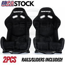 2pcs Bride Seats Low Max Racing Black Suede Style Seat Adjustable Backrest Pair