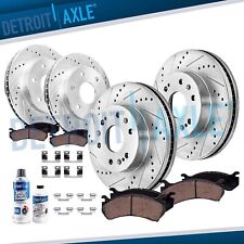 Front Rear Drilled Rotors Brake Pads For Chevy Avalanche Cadillac Escalade