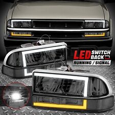 Switchback L-led Drl Signal For 98-04 Chevy Blazer S10 Headlights Smokedclear