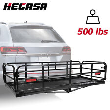 Folding Hitch Cargo Carrier Hitch Mount Basket Luggage Rack Trailer 500lbs