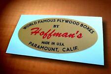 Vintage 60s Style Hoffmans World Famous Plywood Boxes Large Pit Box Sticker