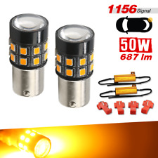 2x 1156 Led Projector Amber Signal Blinking Light Bulbs With 2 Resistors