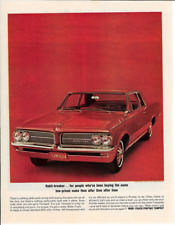 1964 Pontiac Tempest Wide-track Car Automobile Red Vintage Print Ad