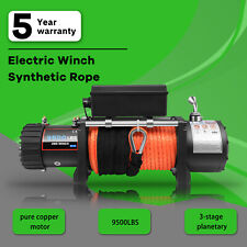 9500lbs Electric Winch Waterproof Truck Trailer Synthetic Rope Off-road 9500lb
