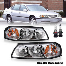 For 2000-2005 Chevy Impala Chrome 00-05 Headlight Headlamp W Bulbs Lhrh Pair