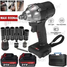 800nm 12 Electric Impact Wrench Cordless Brushless Gun 2 Battery Driver Tool