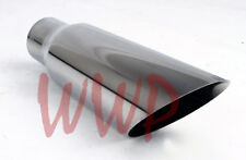 Stainless Steel Weld On Angle Cut Exhaust Tip 2.5 Inlet 3.5 Outlet 12 Length
