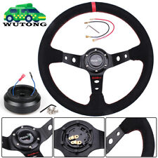 345mm Deep Dish Suede Steering Wheel Hub Adapter For Honda Civic 1996-2000 Ek