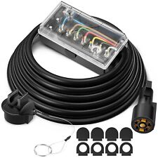 12ft 7 Way Rv Trailer Cord Junction Box Trailer Light Wiring Cable Harness Kit