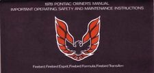 1978 Pontiac Firebird Owners Manual User Guide Reference Operator Book Fuses