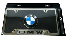 Bmw Genuine Oem Polished Frame And Black Marque Plate And Caps Set
