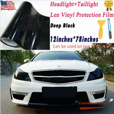 12x78 Gloss Dark Black Smoke Headlight Taillight Fog Light Tint Film Vinyl