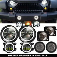 7 Led Headlight 4 Fog Halo Lightturn Signalfender Kit For Jeep Wrangler Jk