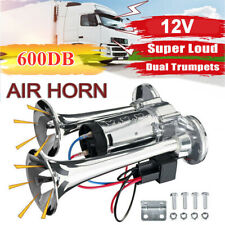 Super Loud Train Electric Air Horn 600db Dual Trumpets Car Truck Boat Speaker Us