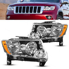 Fits 2011-2013 Jeep Grand Cherokee 11-17 Compass Halogen Headlights Pair Chrome