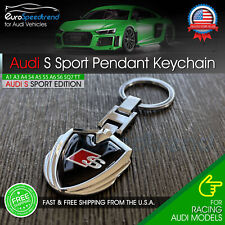 Audi S Sport Black Pendant Keychain Emblem Key Ring Alloy A3 A4 A5 A6 A7 S4 S5