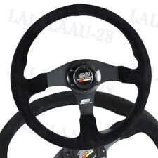 14 Mugen Racing Style Black Stitching Suede Sport Steering Wheel W Horn Button