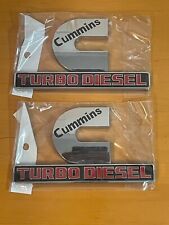 Set Two Cummins Turbo Diesel For Ram 2500 Emblems Silver Badges Nameplate Chrome